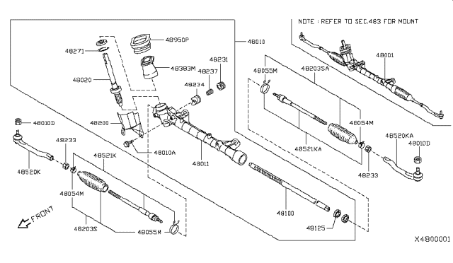 2012 Nissan Versa Rack Steer Gear Diagram for 48100-EM30A
