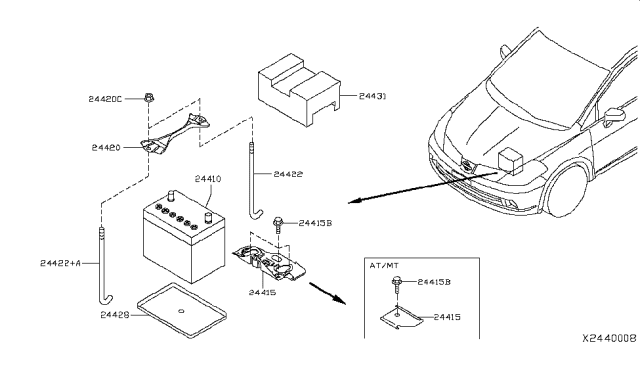 2008 Nissan Versa Battery & Battery Mounting Diagram 2