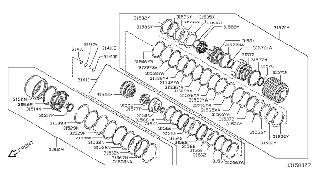 2012 Nissan Versa Retainer-Spring Diagram for 31521-3CX00