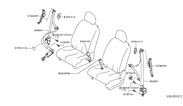 2012 Nissan Versa Front Seat Belt Diagram