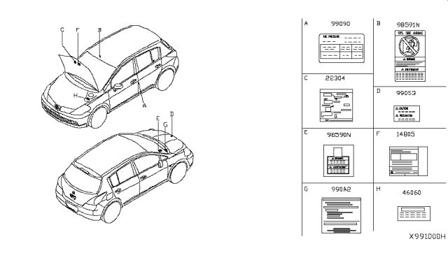 2012 Nissan Versa Label-Brake Fluid Diagram for 46060-EM30A