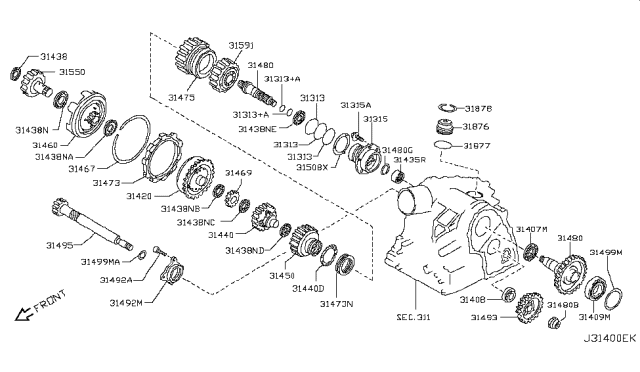 2012 Nissan Versa Bearing-Needle,Thrust Diagram for 31455-31X02
