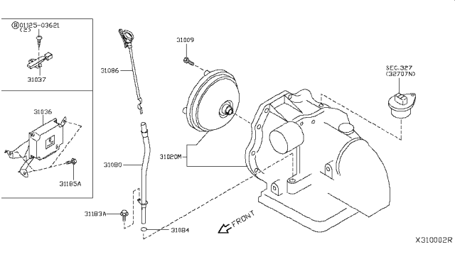 2012 Nissan Versa Automatic Transmission Assembly Diagram for 31020-3CX0D