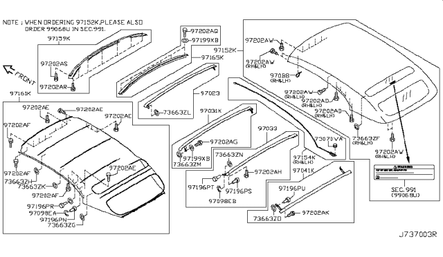 2014 Nissan Murano Open Roof Parts Diagram 5
