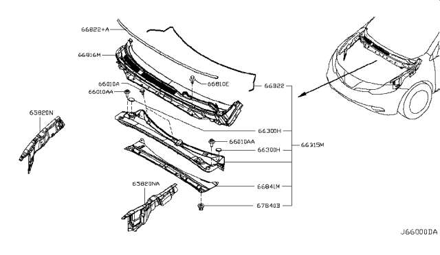 2011 Nissan Murano Cowl Top & Fitting Diagram