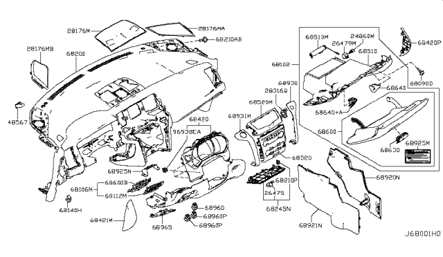 2014 Nissan Murano Finisher-Instrument Side,LH Diagram for 68421-1AA0B