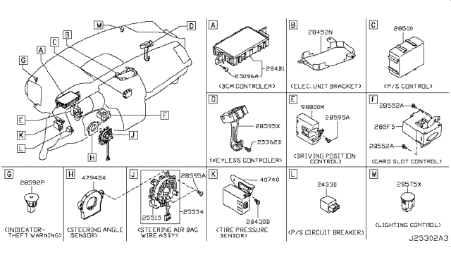2012 Nissan Murano Cont Assembly-Card Slot Diagram for 285F5-1AA0A