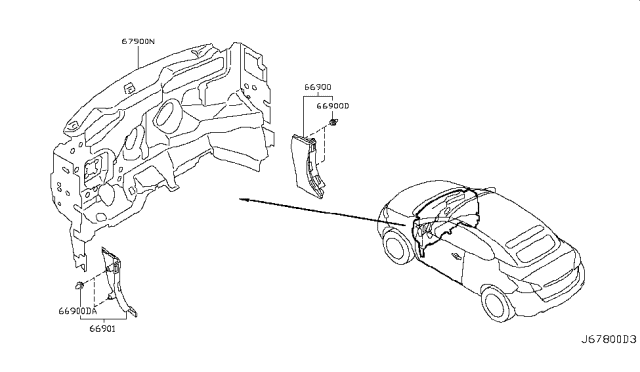 2011 Nissan Murano Dash Trimming & Fitting Diagram