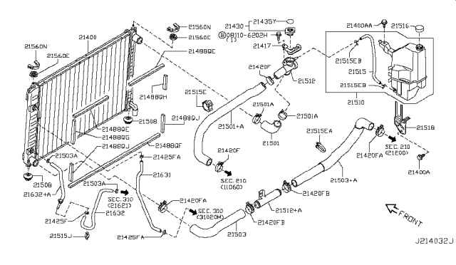 2012 Nissan Murano Radiator,Shroud & Inverter Cooling Diagram 2