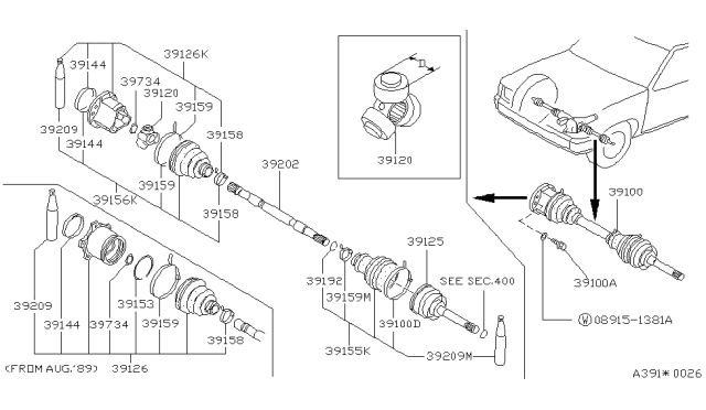 1994 Nissan Pathfinder Joint Assy-Outer Diagram for 39211-58G00