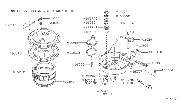 1988 Nissan Pathfinder Air Filter Diagram for 16546-89W00