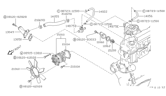 1991 Nissan Pathfinder Water Pump, Cooling Fan & Thermostat Diagram 3