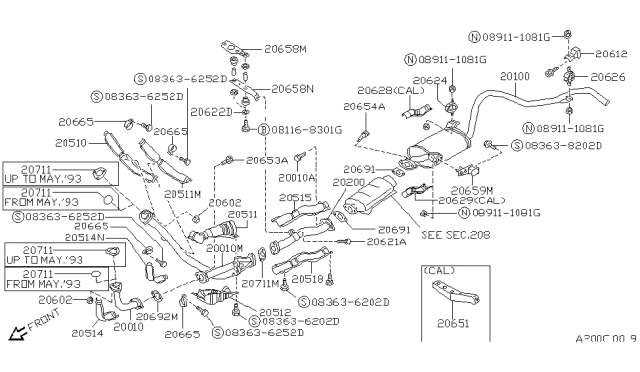 1994 Nissan Pathfinder Gasket-Exhaust Diagram for 20692-1P100