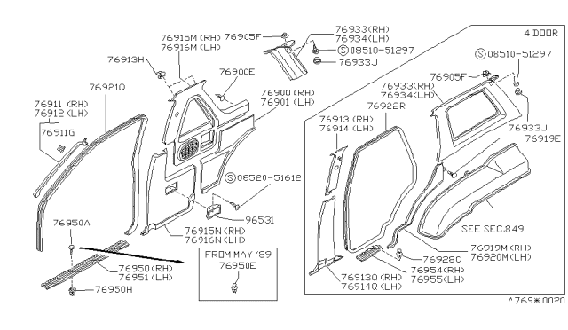 1989 Nissan Pathfinder Body Side Trimming Diagram
