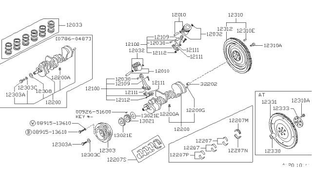 1989 Nissan Pathfinder Piston,Crankshaft & Flywheel Diagram 2