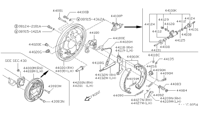 1988 Nissan Pathfinder Brake Shoe Set Diagram for 44060-03N26