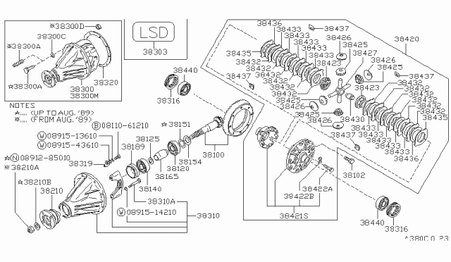 1990 Nissan Pathfinder Bolt Coupling Differential Cas Diagram for 38434-S9000
