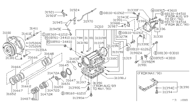 1992 Nissan Pathfinder Converter Assembly-Torque Diagram for 31100-42X82