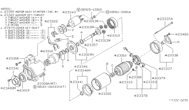 1995 Nissan Pathfinder Lever Set-Shift Diagram for 23322-12G01