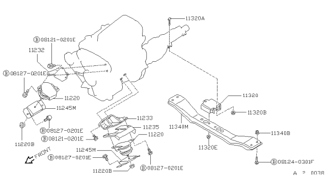 1991 Nissan Pathfinder Engine & Transmission Mounting Diagram 2