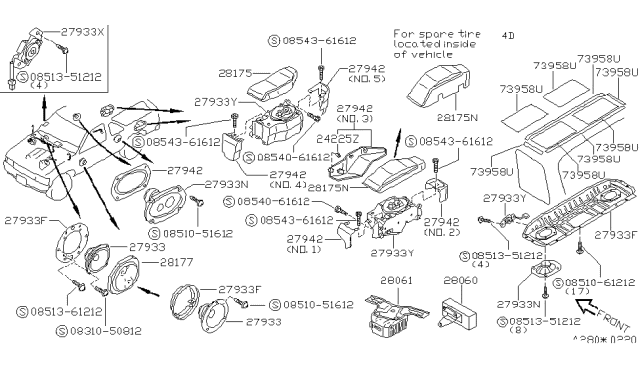 1992 Nissan Pathfinder Clip-Cover Speaker Diagram for 76984-45V00