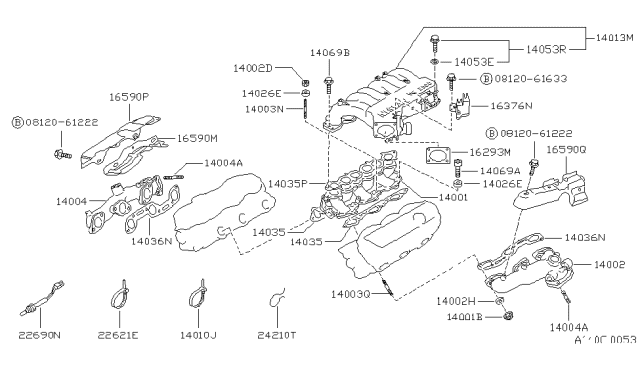1989 Nissan Pathfinder Cover-Exhaust Manifold Diagram for 16590-12G04