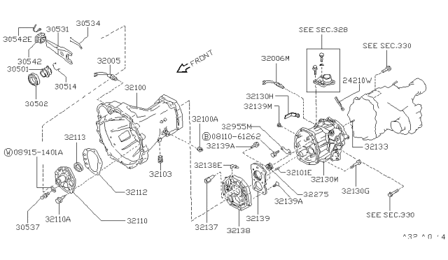 1989 Nissan Pathfinder Transmission Case & Clutch Release Diagram 5