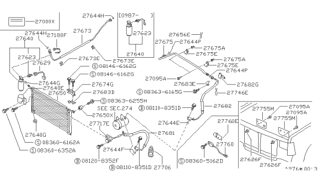 1989 Nissan Pathfinder A/C Pressure Switch Diagram for 92137-01G01