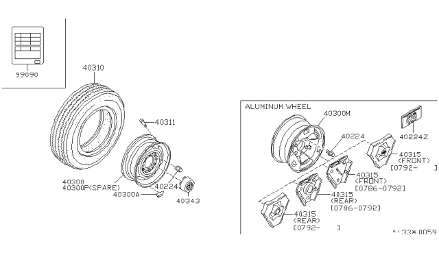 1993 Nissan Pathfinder Road Wheel & Tire Diagram