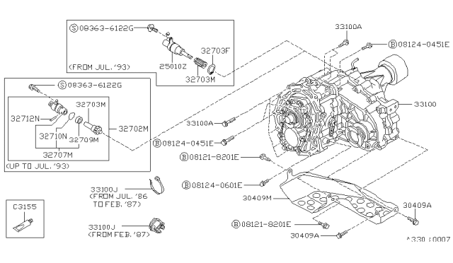 1993 Nissan Pathfinder Pinion Assy-Speedometer Diagram for 32702-33G19
