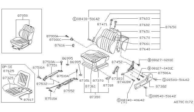 1988 Nissan Pathfinder Cushion Assembly-Seat LH Gray Diagram for 87350-41G10