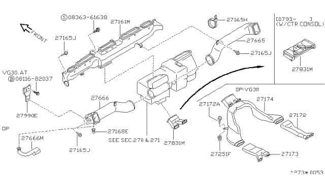 1994 Nissan Pathfinder Nozzle-Demister Diagram for 27800-01G10