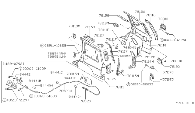 1992 Nissan Pathfinder Fender-Rear,RH Diagram for 78112-99G30