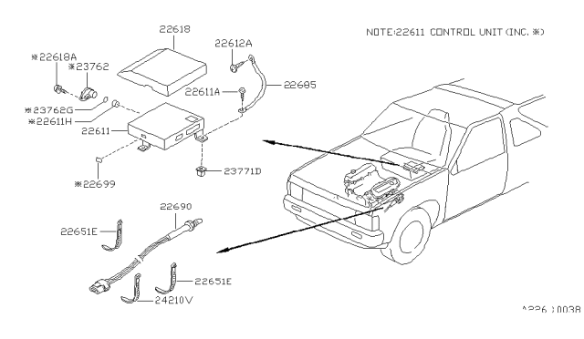 1988 Nissan Pathfinder Heated Oxygen Sensor Diagram for 22690-12G02