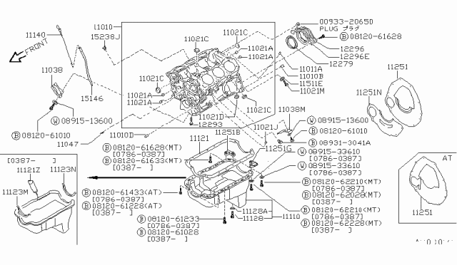 1992 Nissan Pathfinder Cylinder Block & Oil Pan Diagram 2