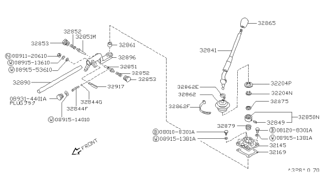 1992 Nissan Pathfinder Lever-Control Diagram for 32865-60G00