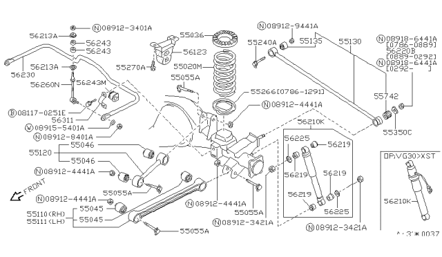 1990 Nissan Pathfinder Rear Spring Seat-Rubber Diagram for 55034-41G01