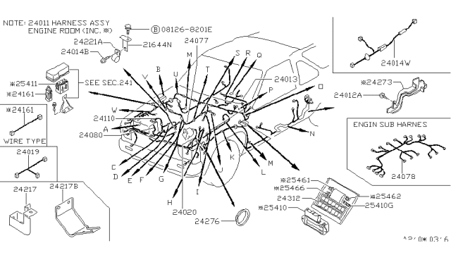 1993 Nissan Pathfinder Protector-Harness Diagram for 24276-01G05