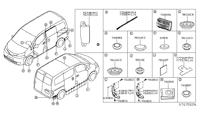 2019 Nissan NV Body Side Fitting Diagram