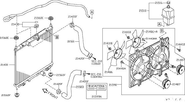 2014 Nissan NV200 Compact cargo Radiator,Shroud & Inverter Cooling Diagram 2