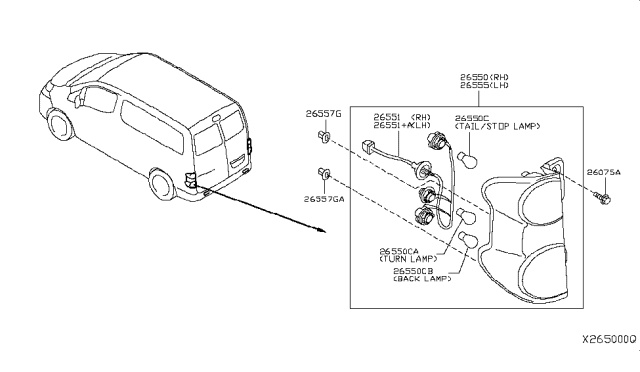 2014 Nissan NV Rear Combination Lamp Diagram 2