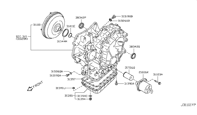 2015 Nissan NV Torque Converter,Housing & Case Diagram 2