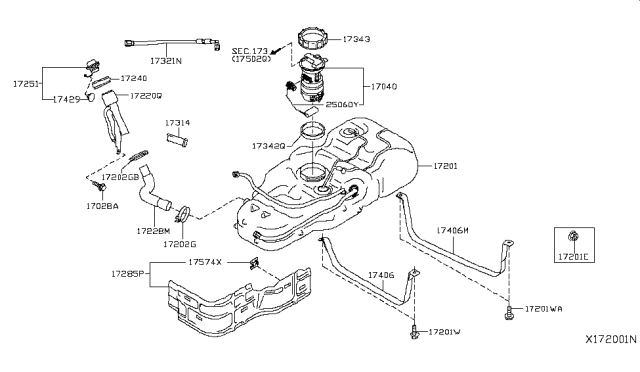 2016 Nissan NV Fuel Pump Assembly Diagram for 17040-3LM0C