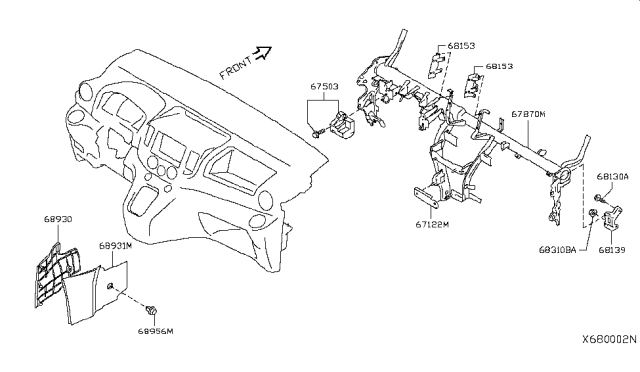 2017 Nissan NV Protector Assy-Knee,LH Diagram for 67503-3LM0A