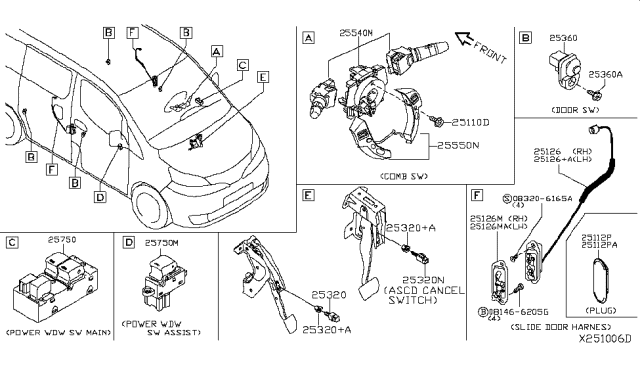 2017 Nissan NV Switch Assy-Steering Diagram for 25550-9KH6A