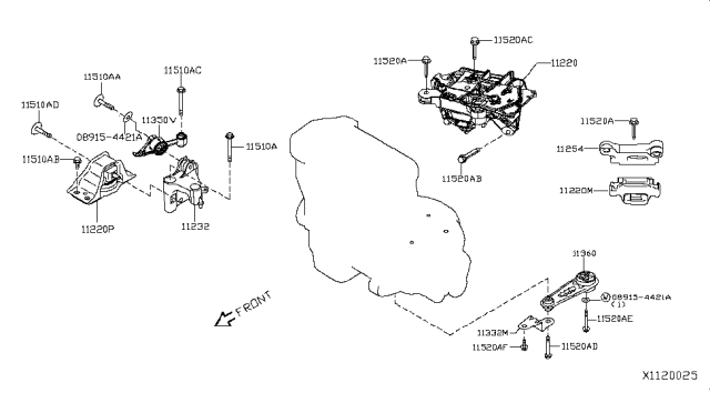 2015 Nissan NV Engine Mounting Support, Left Diagram for 11254-9SC0A