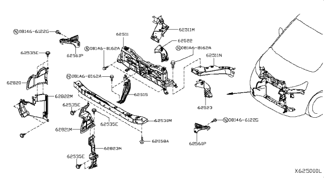 2014 Nissan NV Front Apron & Radiator Core Support Diagram 2
