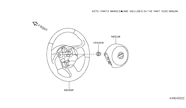 2019 Nissan NV Steering Wheel Assembly Without Less Pad Diagram for 48430-9SJ2A
