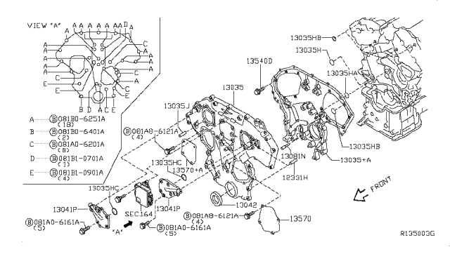 2019 Nissan NV Cover-Belt,Back Diagram for 13570-ZA000