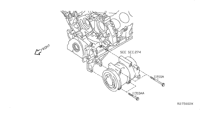 2016 Nissan NV Compressor Mounting & Fitting Diagram